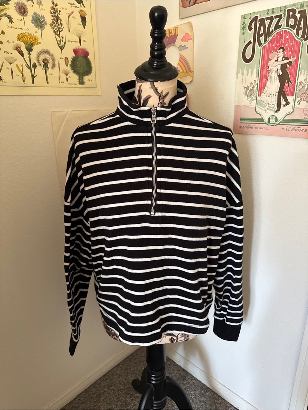 Black and White Horizontal Striped Jumper